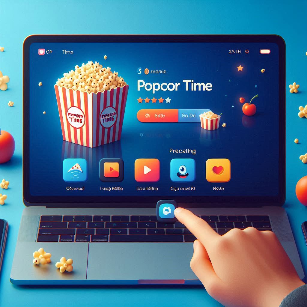 Popcorn Time app interface on a laptop screen.